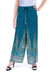 Rayon wrap pants, 'Summer Chill in Teal' - Artisan Made Rayon Wrap Paisley Floral Wrap Pants (image 2a) thumbail