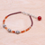 Carnelian beaded cord bracelet, 'Sunny Days Ahead' - Carnelian Beaded Cord Bracelet with Karen Silver Beads (image 2c) thumbail