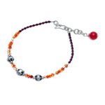 Carnelian beaded cord bracelet, 'Sunny Days Ahead' - Carnelian Beaded Cord Bracelet with Karen Silver Beads