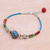 Multi-gemstone beaded cord bracelet, 'Circus Mood' - Multi-Gemstone and Karen Silver Cord Bracelet (image 2c) thumbail