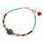 Multi-gemstone beaded cord bracelet, 'Circus Mood' - Multi-Gemstone and Karen Silver Cord Bracelet (image 2e) thumbail