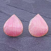 Orchid petal button earrings, 'Orchid Kiss in Pink' - Hand Made Orchid Petal Button Earrings