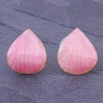 Orchid petal button earrings, 'Orchid Kiss in Pink' - Hand Made Orchid Petal Button Earrings
