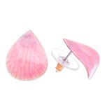 Orchid petal button earrings, 'Orchid Kiss in Pink' - Hand Made Orchid Petal Button Earrings