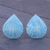 Orchid petal button earrings, 'Orchid Kiss in Light Blue' - Hand Made Orchid Petal Button Earrings