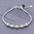 Sterling silver and lapis lazuli beaded bracelet, 'Silvery Shadows' - Sterling and Karen Silver Beaded Bracelet with Lapis Lazuli (image 2) thumbail