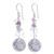 Fluorite dangle earrings, 'Shining Moon in Purple' - Hand Crafted Fluorite and Sterling Silver Dangle Earrings thumbail
