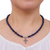 Lapis lazuli beaded pendant necklace, 'Sky and Sea Cross' - Handmade Lapis Lazuli Beaded Pendant Necklace (image 2i) thumbail