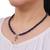 Lapis lazuli beaded pendant necklace, 'Sky and Sea Cross' - Handmade Lapis Lazuli Beaded Pendant Necklace (image 2j) thumbail