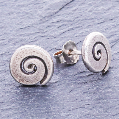 Pendientes de plata - Aretes en espiral de plata karen hechos a mano