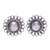 Silver button earrings, 'Sunflower Loops' - Hand Made Karen Silver Sunflower Button Earrings thumbail