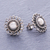 Silver button earrings, 'Sunflower Loops' - Hand Made Karen Silver Sunflower Button Earrings (image 2b) thumbail