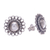 Silver button earrings, 'Sunflower Loops' - Hand Made Karen Silver Sunflower Button Earrings (image 2c) thumbail