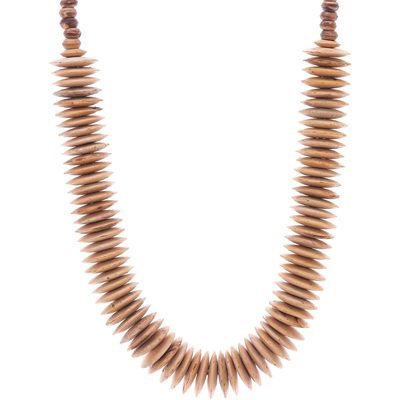 Halskette aus Kokosnussschalen-Perlen - Handgefädelte Halskette aus Kokosnussschalenperlen