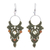 Multi-gemstone beaded macrame dangle earrings, 'Boho Party in Green' - Green Macrame Cord Dangle Earrings with Jasper  Beads thumbail