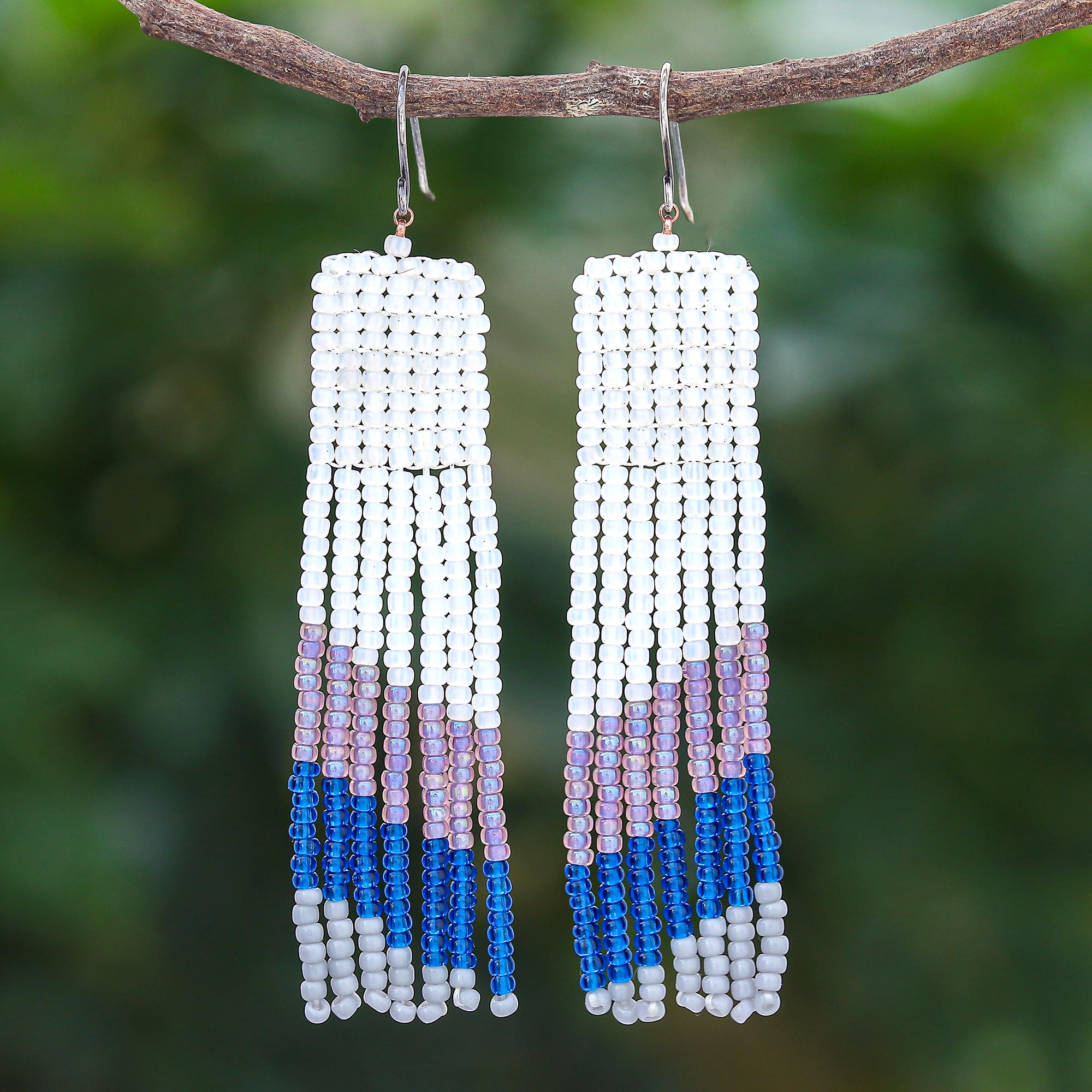 Blue and Pink beaded earrings
