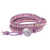 Rhodonite beaded wrap bracelet, 'Pink Candy' - Rhodonite Beaded Leather Cord Wrap Bracelet (image 2d) thumbail