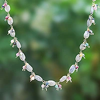 Gold-plated labradorite beaded necklace, 'Sunset Mood in Grey'