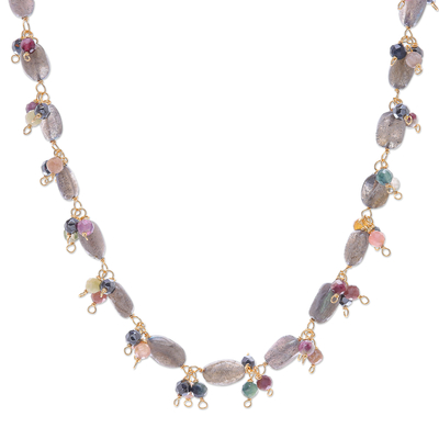 Gold Plated Necklace with Gemstone Beads