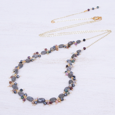 Gold-plated labradorite beaded necklace, 'Sunset Mood in Grey' - Gold Plated Necklace with Gemstone Beads