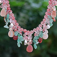 Collar de cuentas de piedras preciosas múltiples, 'Candy Girl' - Collar de cuentas de piedras preciosas multicolores