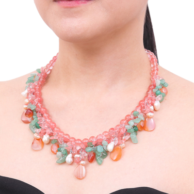 Perlenkette mit mehreren Edelsteinen - Bunte Perlenkette mit mehreren Edelsteinen
