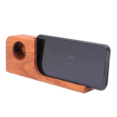 Reclaimed wood phone speaker, 'Summer Sounds' - Hand Crafted Wood Smartphone Speaker