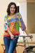 Cotton batik blouse, 'Beach Party' - Tropical Patterned Cotton Batik Blouse from Thailand thumbail