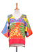 Cotton batik blouse, 'Beach Party' - Tropical Patterned Cotton Batik Blouse from Thailand thumbail