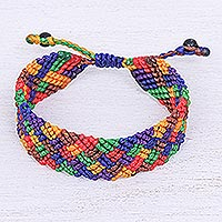 Featured review for Onyx beaded macrame wristband bracelet, Forest Fun in Rainbow