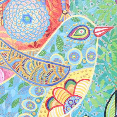 'Bird Colorful' - Bird Themed Original Acrylic Painting