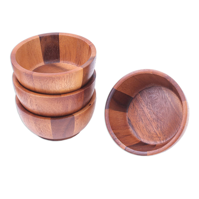 Wood bowls, 'Daily Meal' (set of 4) - Artisan Crafted Wood Bowls from Thailand (Set of 4)