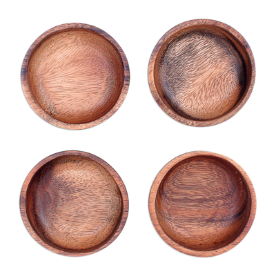 Kleine Holzschalen, (4er-Set) - Handgefertigte Snackschalen aus Raintree-Holz (4er-Set)