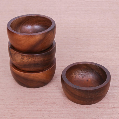 Small wood bowls, 'Afternoon Snack' (set of 4) - Hand Made Raintree Wood Snack Bowls (Set of 4)