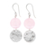 Rose quartz dangle earrings, 'Shining Moon in Pink' - Hand Crafted Rose Quartz and Sterling Silver Dangle Earrings thumbail