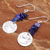 Lapis lazuli dangle earrings, 'Shining Moon in Blue' - Thai Lapis Lazuli and Sterling Silver Dangle Earrings (image 2b) thumbail