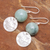 Jade dangle earrings, 'Shining Moon in Green' - Hand Made Jade and Sterling Silver Dangle Earrings (image 2b) thumbail
