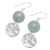 Jade dangle earrings, 'Shining Moon in Green' - Hand Made Jade and Sterling Silver Dangle Earrings (image 2c) thumbail