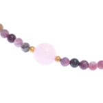 Tourmaline and rose quartz beaded pendant necklace, 'Precious Orb in Rose' - Hand Made Tourmaline and Rose Quartz Beaded Necklace