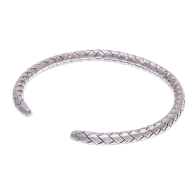 Sterling silver cuff bracelet, 'Silver Bond' - Thai Hand Crafted Sterling Silver Cuff Bracelet