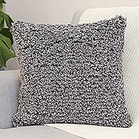 Cotton cushion cover, 'Popcorn in Grey'