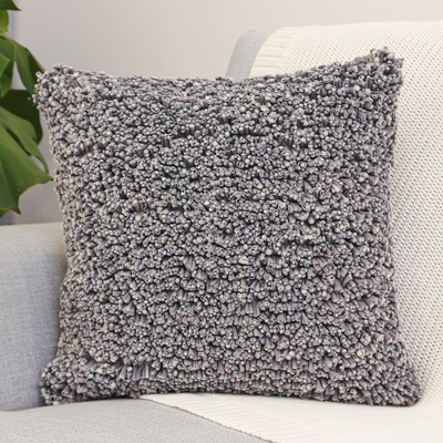 Cotton cushion cover, 'Popcorn in Grey' - Eco-Friendly Cotton Cushion Cover from Thailand