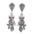 Marcasite and garnet dangle earrings, 'Omniscient Owl' - Sterling Silver Marcasite and Garnet Owl Dangle Earrings thumbail
