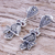 Marcasite and garnet dangle earrings, 'Omniscient Owl' - Sterling Silver Marcasite and Garnet Owl Dangle Earrings
