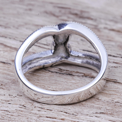 anillo de marcasita - Anillo de banda de piedras preciosas de marcasita y plata esterlina tailandesa