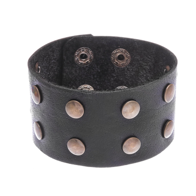 Hand Crafted Leather and Brass Stud Wristband Bracelet