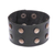 Leather wristband bracelet, 'Chocolate Stud' - Hand Crafted Leather and Brass Stud Wristband Bracelet