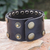 Leather wristband bracelet, 'Delicate Stud' - Thai Handmade Leather and Brass Stud Wristband Bracelet