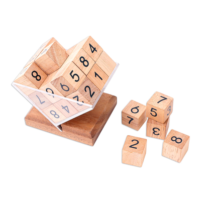 Wood game, 'Sudoku Fun' - Hand Made Raintree Wood Sudoku Game from Thailand