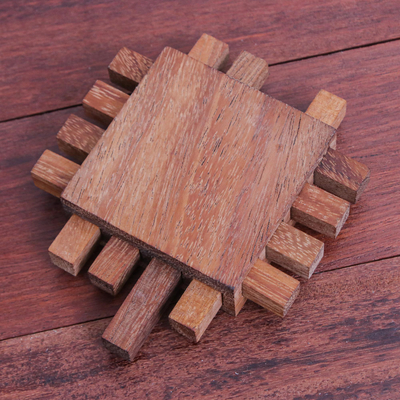 Wood game, 'Locked Sticks' - Handcrafted Raintree Wood Game from Thailand